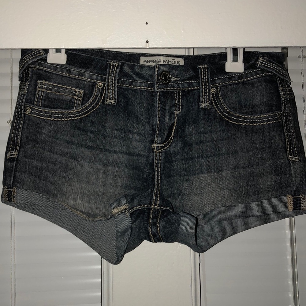 Dark/medium wash cuffed jean shorts